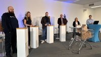 (v. l. n. r.) Moritz Naczenski (shopware AG), Alexandra Essig, Thomas Latajka, Peter Breginski, Sabine Hoffmann, Andreas Soika (alle GWS) auf der letzten imFokus-Veranstaltung. ©GWS