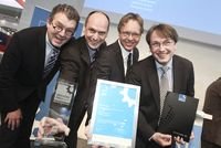 INDUSTRIEPREIS 2012 - Sieger Biotechnologie, Genomatix Software GmbH, Klaus J. W. May, Dr. Martin Seifert, Dr. Korbinian Grote, Dr. Matthias Scherf (v.l.n.r.)